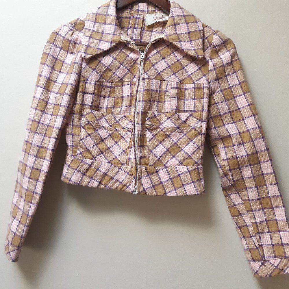 Vintage child's pink plaid jacket